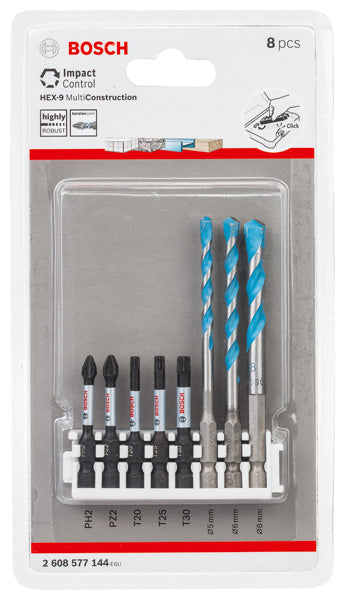 PRO Impact Set mit Multi Construction Bohrern und Pick and Click-Index, 8-tlg.