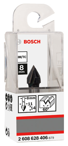 PRO V-Nut Fräser, 8 x 11 x 60 mm