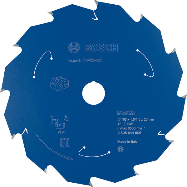 Kreissägeblatt für Akkusägen Expert for Wood, 165 x 1,5/1 x 20, 12 Zähne
