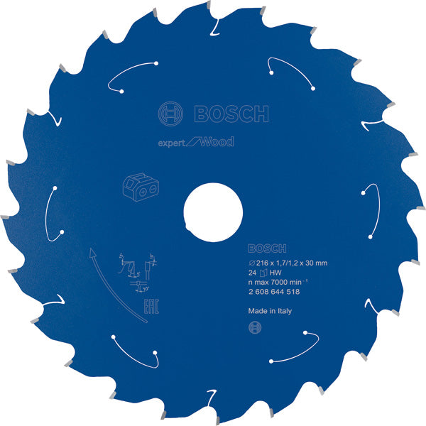 Kreissägeblatt für Akkusägen Expert for Wood, 216 x 1,7/1,2 x 30, 24 Zähne