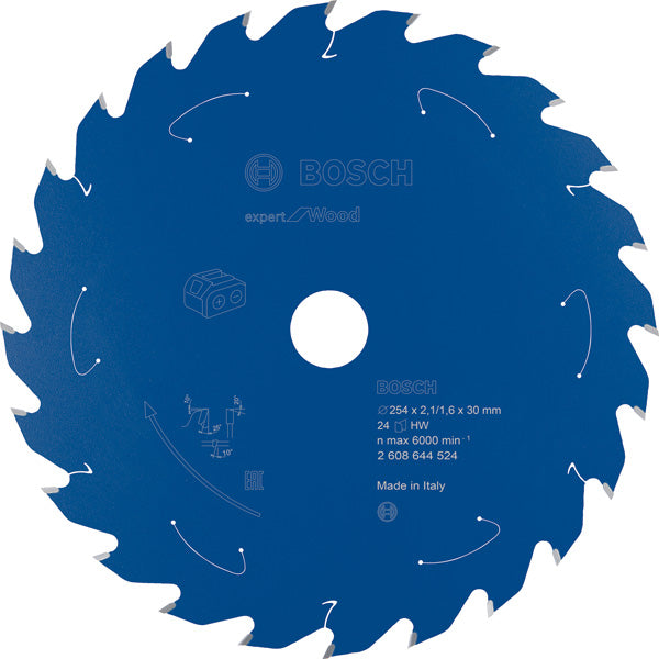 Kreissägeblatt für Akkusägen Expert for Wood, 254 x 2,1/1,6 x 30, 24 Zähne