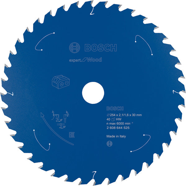 Kreissägeblatt für Akkusägen Expert for Wood, 254 x 2,1/1,6 x 30, 40 Zähne