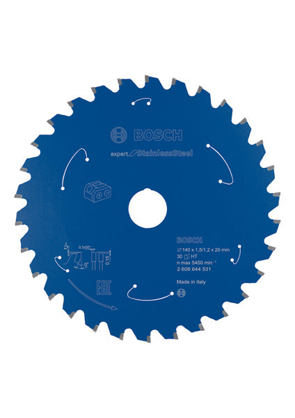 Kreissägeblatt für Akkusägen Expert for Stainless Steel, 140 x 1,5/1,2 x 20, T30