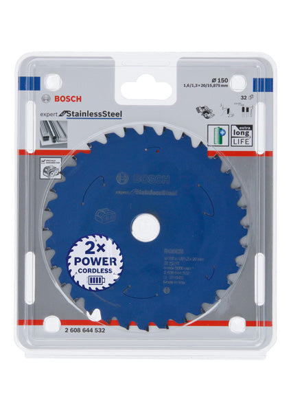 Kreissägeblatt für Akkusägen Expert for Stainless Steel, 150 x 1,6/1,3 x 20, T32