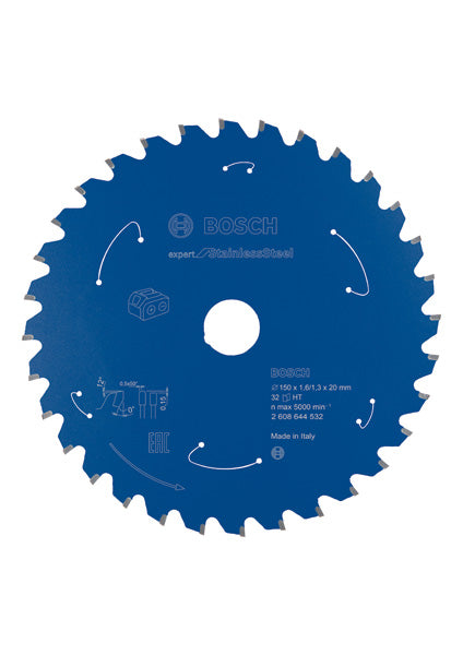 Kreissägeblatt für Akkusägen Expert for Stainless Steel, 150 x 1,6/1,3 x 20, T32