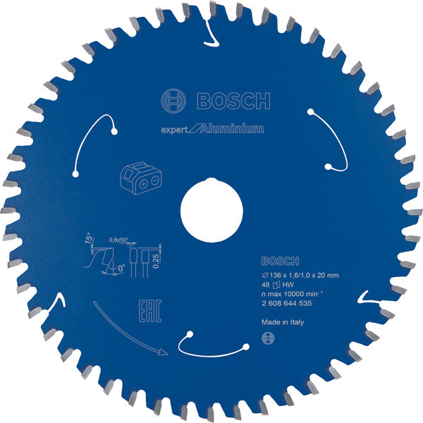 Kreissägeblatt für Akkusägen Expert for Aluminium, 136 x 1,6/1 x 20, 48 Zähne