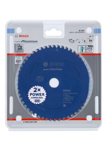 Kreissägeblatt für Akkusägen Expert for Aluminium, 165 x 1,8/1,3 x 20, 54 Zähne
