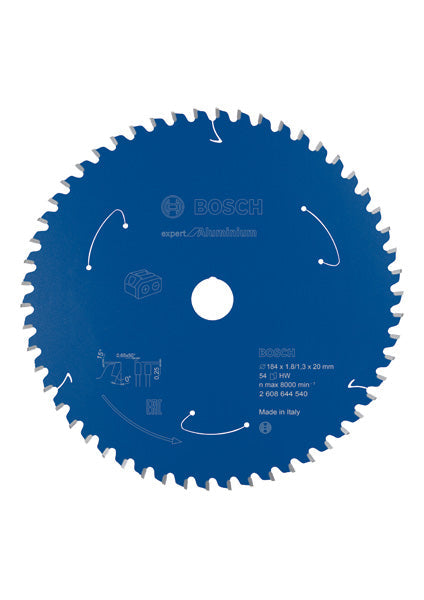 Kreissägeblatt für Akkusägen Expert for Aluminium, 184 x 1,8/1,3 x 20, 54 Zähne