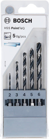 HSS PointTeQ Sechskantbohrer-Set, 5-tlg., 2–6 mm