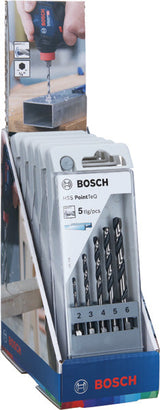 HSS PointTeQ Sechskantbohrer-Set in Schaukasten, 5-tlg., 2–6 mm