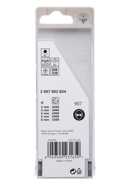 HSS PointTeQ Sechskantbohrer-Set, 5-tlg., 2–6 mm