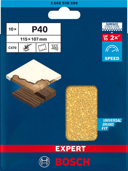 EXPERT C470 Schleifpap., 6 Löcher für Schw.schl., 115 x 107 mm 10er-Pack