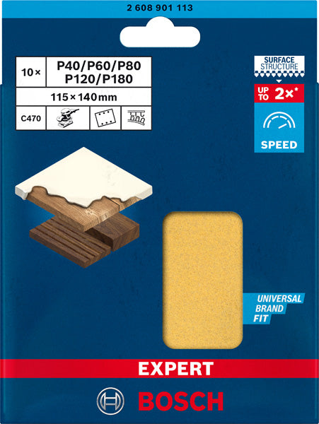 EXPERT C470 Schleifpapier-Set für Schwingschleifer, 115 x 140 mm, 10-tlg.