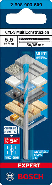 EXPERT CYL-9 MultiConstruction Bohrer, 5,5 x 50 x 85 mm