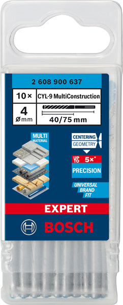 EXPERT CYL-9 MultiConstruction Bohrer 4 x 40 x 75 mm, 10?teilig