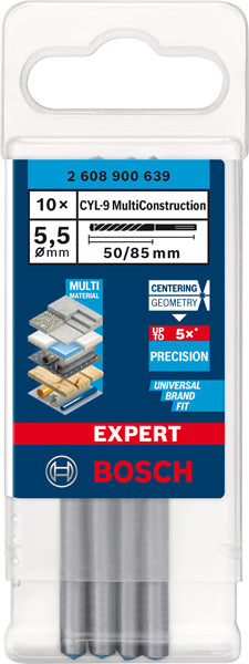 EXPERT CYL-9 MultiConstruction Bohrer 5,5 x 50 x 85 mm, 10?teilig