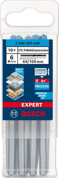 EXPERT CYL-9 MultiConstruction Bohrer 6 x 60 x 100 mm, 10?teilig