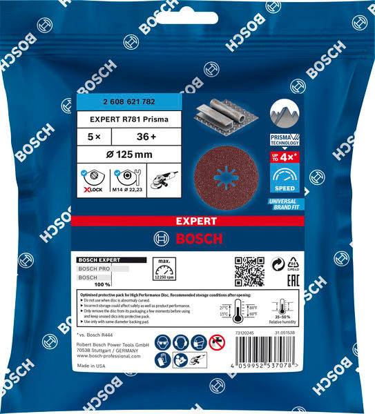 EXPERT R781 Prisma Ceramic Fiberscheibe, X-LOCK, 125 mm, 22,23 mm, K 36, 5-tlg.