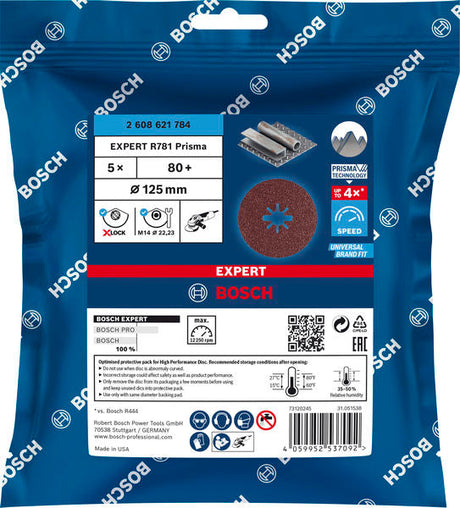 EXPERT R781 Prisma Ceramic Fiberscheibe, X-LOCK, 125 mm, 22,23 mm, K 80, 5-tlg.