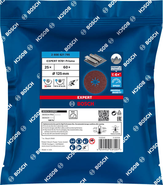 EXPERT R781 Prisma Ceramic X-LOCK Fiberscheibe, 125 mm, 22,23 mm, K 60, 25 Stk.
