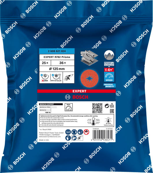 EXPERT R782 Prisma Ceramic X-LOCK Fiberscheibe, 125 mm, 22,23 mm, K 36, 25 Stk.