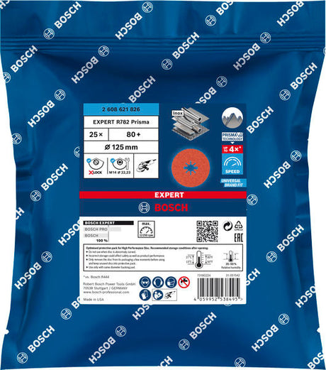 EXPERT R782 Prisma Ceramic X-LOCK Fiberscheibe, 125 mm, 22,23 mm, K 80, 25 Stk.