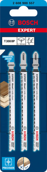 EXPERT ‘Wood 2-side clean’ T 308 BP Stichsägeblatt, 3 Stück