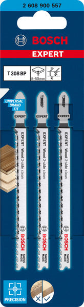 EXPERT ‘Wood 2-side clean’ T 308 BP Stichsägeblatt, 3 Stück