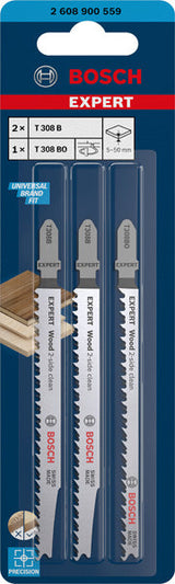 EXPERT ‘Wood 2-side clean‘ Stichsägeblatt-Set, 3-tlg., T308B/BO