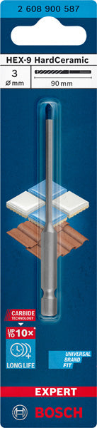 EXPERT HEX-9 HardCeramic Bohrer, 3 x 90 mm