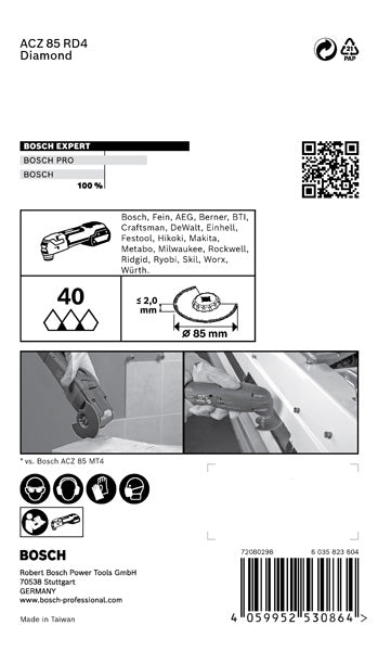 EXPERT Grout Segment Blade ACZ 85 RD4 Blatt für Multifunktionswerkzeuge, 85 mm