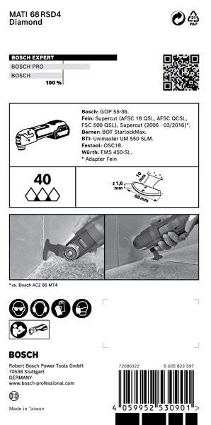 EXPERT Corner Blade MATI 68 RD4 Blatt für Multifunktionswerkzeuge, 68 x 10 mm