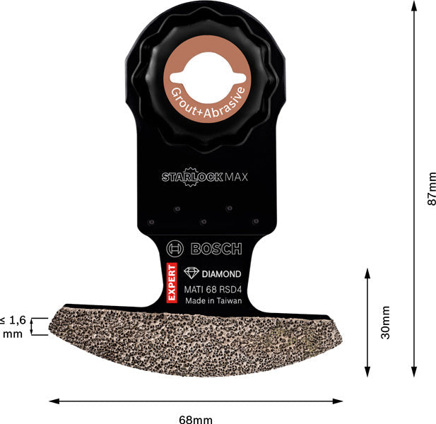 EXPERT Corner Blade MATI 68 RD4 Blatt für Multifunktionswerkzeuge, 68 x 10 mm