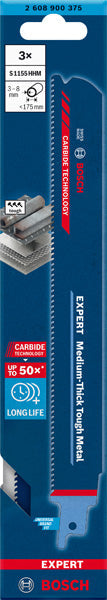 EXPERT Medium-Thick Tough Metal S1155HHM Säbelsägeblatt, 3 Stück
