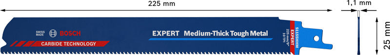EXPERT Medium-Thick Tough Metal S1155HHM Säbelsägeblatt, 3 Stück