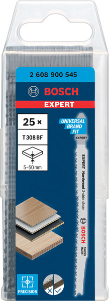 EXPERT ‘Hardwood 2-side clean’ T 308 BF Stichsägeblatt, 25 Stück