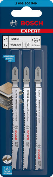 EXPERT ‘Hardwood 2-side clean‘ Stichsägeblatt-Set, 2-tlg., T308BF/BFP