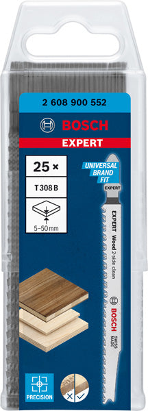 EXPERT ‘Wood 2-side clean’ T 308 B Stichsägeblatt, 25 Stück
