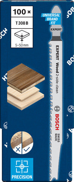 EXPERT ‘Wood 2-side clean’ T 308 B Stichsägeblatt, 100 Stück