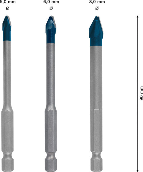EXPERT HardCeramic HEX-9 Bohrer-Set, 5/6/8 mm, 3-tlg.