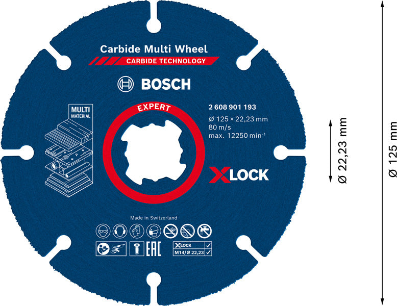EXPERT Carbide Multi Wheel X-LOCK Trennscheibe, 125 mm, 22,23 mm