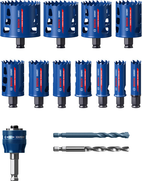 EXPERT Tough Material Lochsäge-Set, 20/22/25/32/35/40/44/51/60/68/76 mm, 14-tlg.