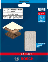 EXPERT M480 Schleifnetz-Set, 115 x 107 mm, K 80/120/180, 10 Stück