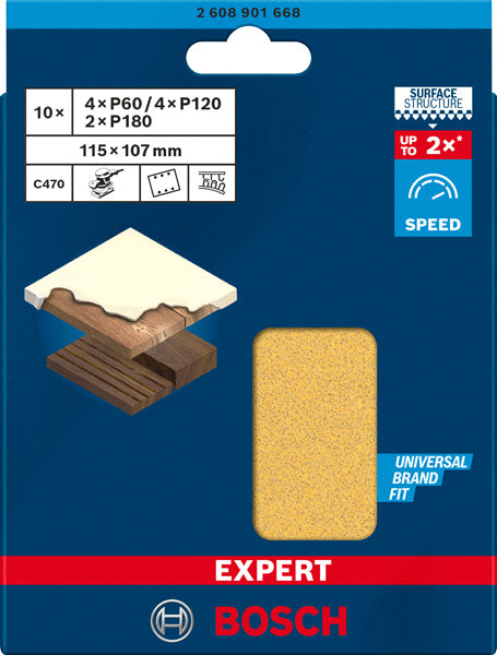 EXPERT C470 Schleifpapier-Set, 115 x 107 mm, K 60/120/180, 10 Stück