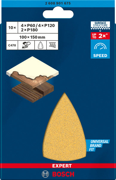 EXPERT C470 Schleifpapier-Set, 100 x 150 mm, K 60/120/180, 10 Stück