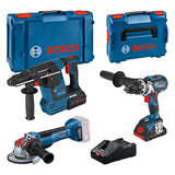 Combo Kit Set, 3 18V-Werkzeuge: GSR 18V-110C, GWX 18V-10 P, GBH 18V-26F, 2x Akku