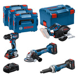 Combo Kit Set mit 4 18V-Werkzeugen: GSR, GWS, GKM, GGS, 3 x Akku