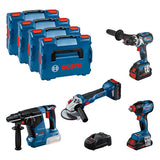 Combo Kit Set mit 4 x 18V-Werkzeugen: GSR + GDX + GWS + GBH + 3 x Akku