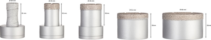 PRO Ceramic dry X-Lock Bohrkronen-Set, 68x33, 51x33, 35x33, 25x33, 20 mm, 5-tlg.