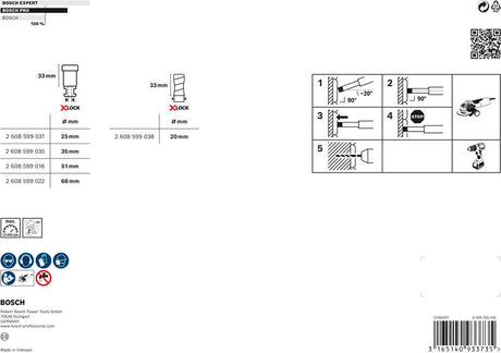 PRO Ceramic dry X-Lock Bohrkronen-Set, 68x33, 51x33, 35x33, 25x33, 20 mm, 5-tlg.